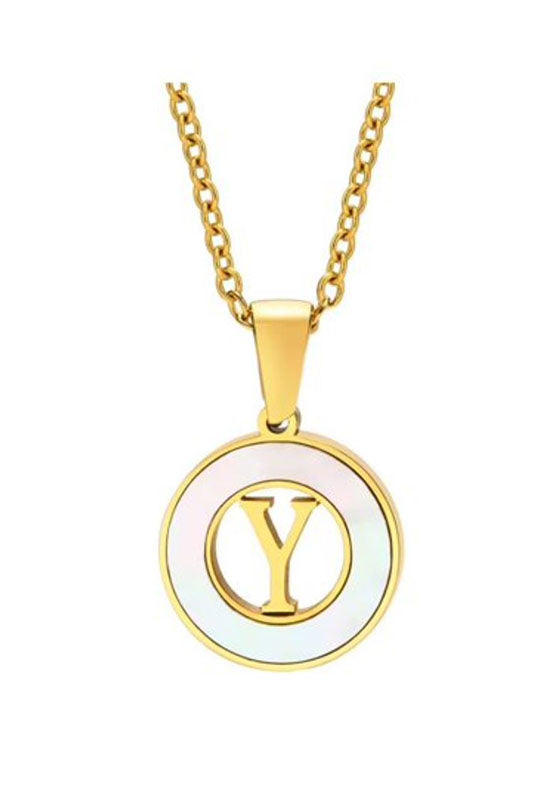 Mother of Pearl Initial Shell Pendant Necklace-Y-[option4]-[option5]-Cute-Trendy-Shop-Womens-Boutique-Clothing-Store
