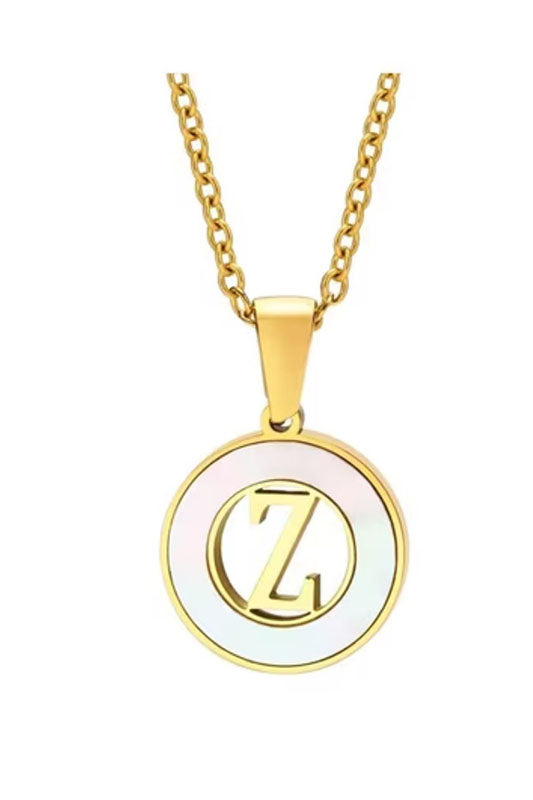 Mother of Pearl Initial Shell Pendant Necklace-Z-[option4]-[option5]-Cute-Trendy-Shop-Womens-Boutique-Clothing-Store