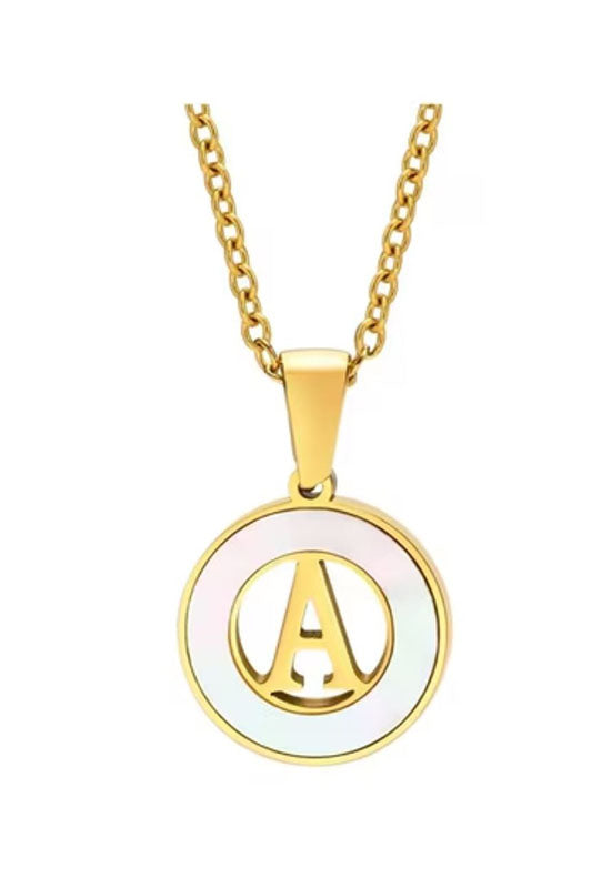 Mother of Pearl Initial Shell Pendant Necklace-A-[option4]-[option5]-Cute-Trendy-Shop-Womens-Boutique-Clothing-Store