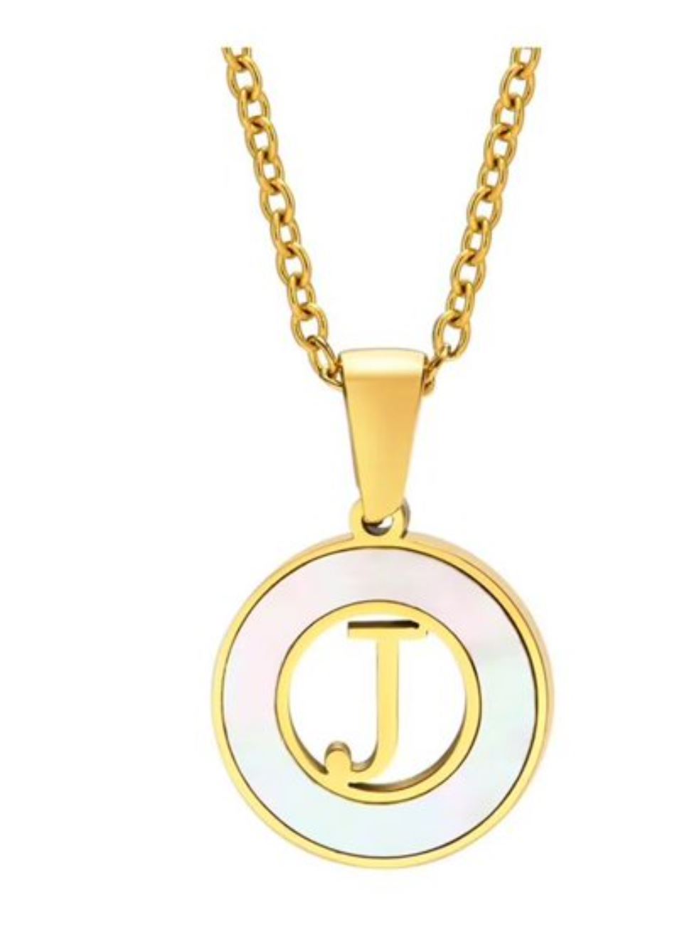 Mother of Pearl Initial Shell Pendant Necklace-J-[option4]-[option5]-Cute-Trendy-Shop-Womens-Boutique-Clothing-Store