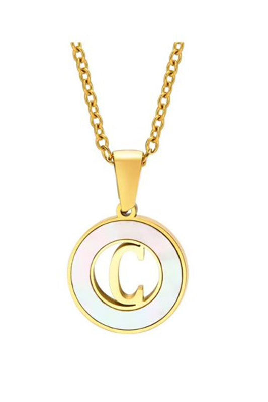 Mother of Pearl Initial Shell Pendant Necklace-C-[option4]-[option5]-Cute-Trendy-Shop-Womens-Boutique-Clothing-Store