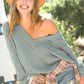 Take A Ride Sage V Neck Waffle Top-[option4]-[option5]-Cute-Trendy-Shop-Womens-Boutique-Clothing-Store
