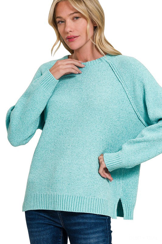Cloud Nine Raglan Sweatshirt-Lt. Teal-SMALL-[option4]-[option5]-Cute-Trendy-Shop-Womens-Boutique-Clothing-Store