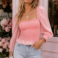 Sweetheart Rosé Smocked Peplum Blouse