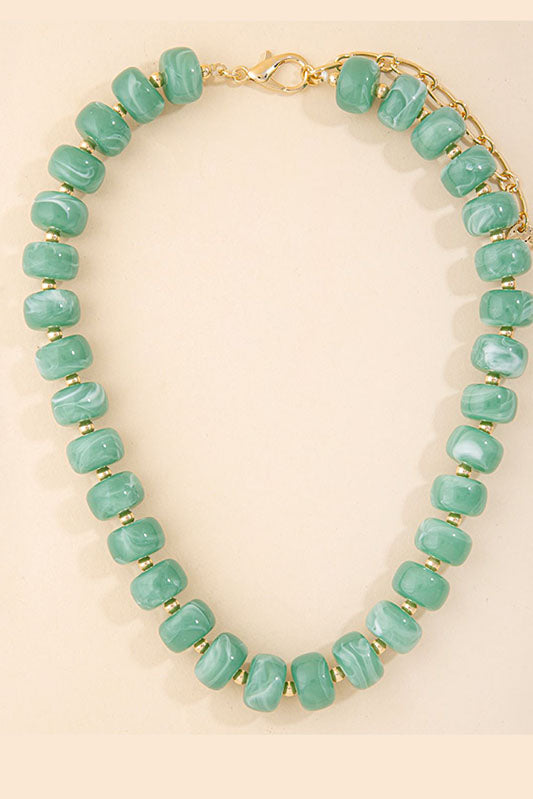 Marbled Rondelle Statement Necklace-Mint-Cute-Trendy-Shop-Womens-Boutique-Clothing-Store